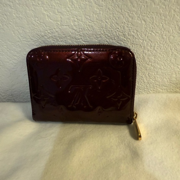 Louis Vuitton Burgundy Wallet with Gold Accents